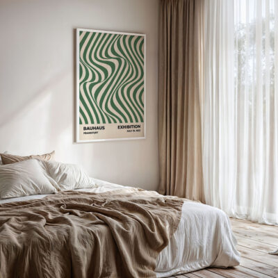 Bauhaus Poster Design Optic Waves Green – Retro Art Print