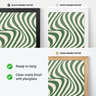 Bauhaus Poster Design Optic Waves Green – Retro Art Print