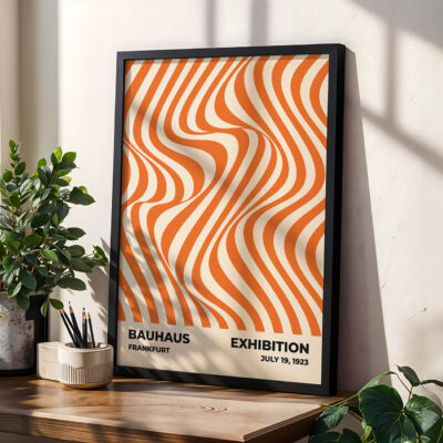 Poster Bauhaus Design Orange – Optic Waves Modern Art Print