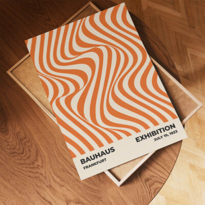 Poster Bauhaus Design Orange – Optic Waves Modern Art Print