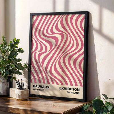 Poster Bauhaus Design Pink – Optic Waves Minimalist Wall Art