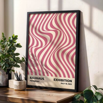 Bauhaus Wandbild – Bewegung rosa Wellen