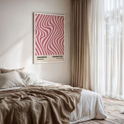 Bauhaus Wandbild – Bewegung rosa Wellen