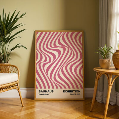 Poster Bauhaus Design Pink – Optic Waves Minimalist Wall Art
