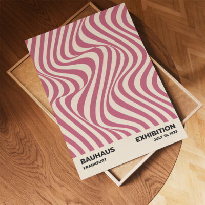 Poster Bauhaus Design Pink – Optic Waves Minimalist Wall Art