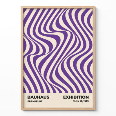 Bauhaus Movement Poster Optic Waves Purple – Minimalist Print