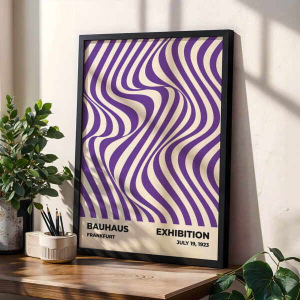 Bauhaus Movement Poster Optic Waves Purple – Minimalist Print