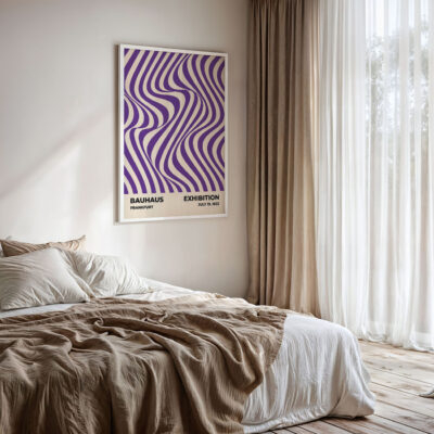 Bauhaus Movement Poster Optic Waves Purple – Minimalist Print