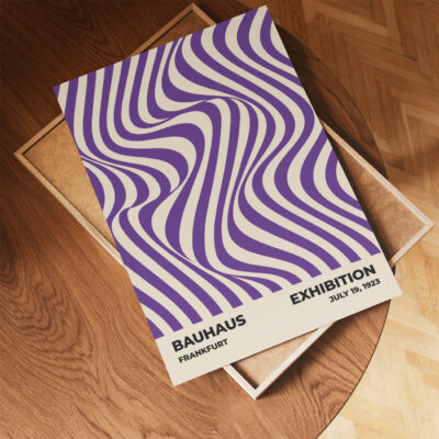 Bauhaus Movement Poster Optic Waves Purple – Minimalist Print