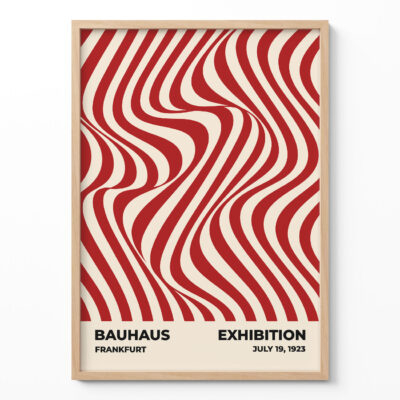 Bauhaus Movement Poster Optic Waves Red – Minimalist Art Print