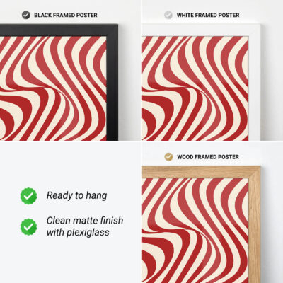 Bauhaus Movement Poster Optic Waves Red – Minimalist Art Print