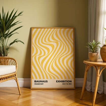 Bauhaus Wandbild – Bewegung gelber Wellen