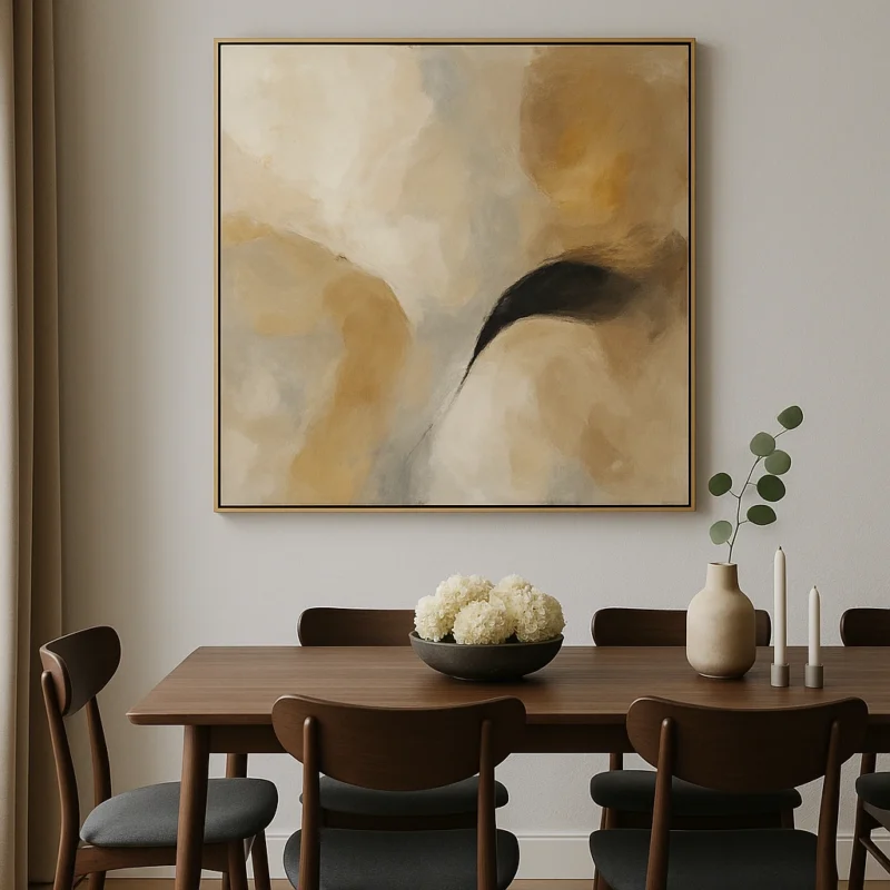 Modern Abstract Wall Art for Dining Room in Neutral Tones