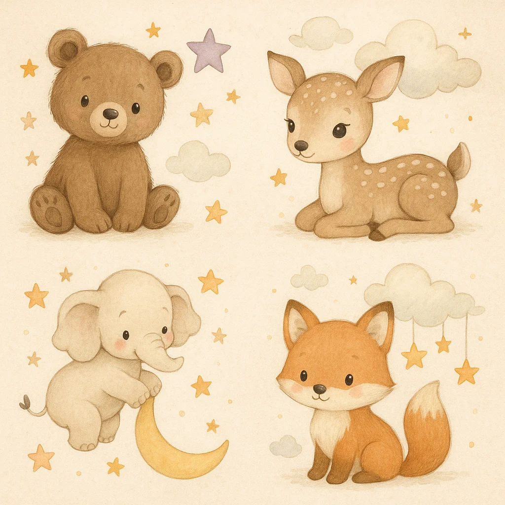 Gentle Animal Prints for Nursery Wall Decor