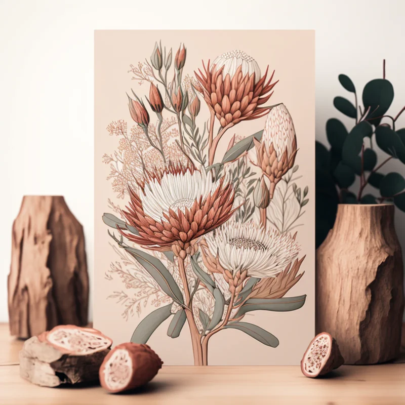Modern Botanical Art Print Styled in a Bright Home Interior