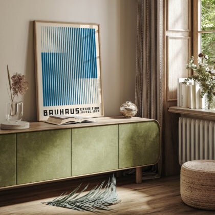 Bauhaus paveikslas – Mėlynos vertikalios linijos