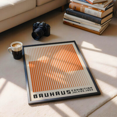 Orange Bauhaus Poster – Minimalist Retro Print
