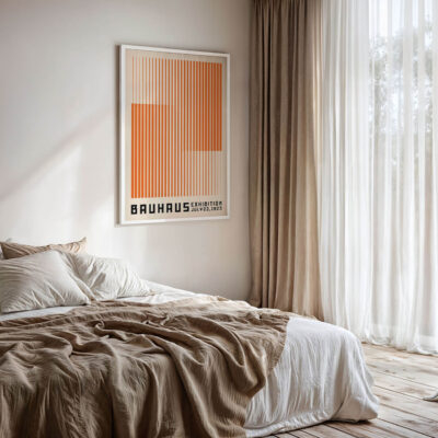 Orange Bauhaus Poster – Minimalist Retro Print
