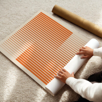 Orange Bauhaus Poster – Minimalist Retro Print