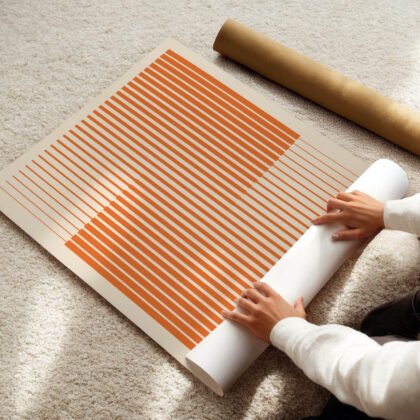 Bauhaus Wandbild – Vertikale Linien Orange
