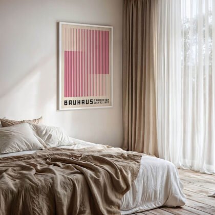Bauhaus Wandbild – Vertikale Linien Rosa