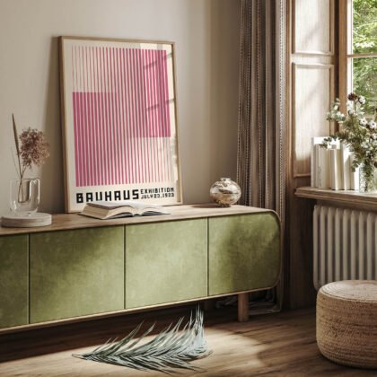 Bauhaus Wandbild – Vertikale Linien Rosa