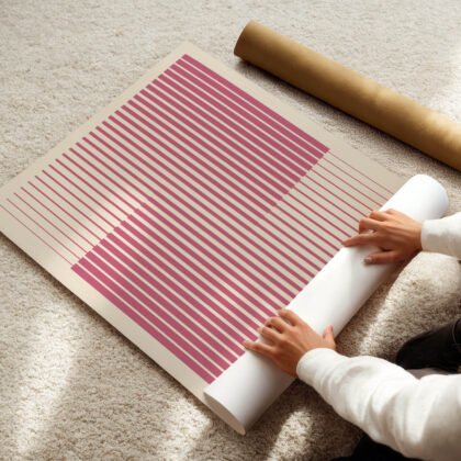 Bauhaus Wandbild – Vertikale Linien Rosa