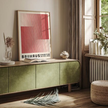 Bauhaus Wandbild – Vertikale Linien Rot
