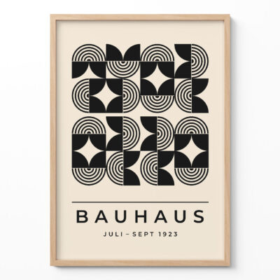 Bauhaus Black and White Poster – Mid Century Wall Art