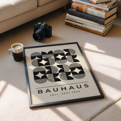 Bauhaus Black and White Poster – Mid Century Wall Art