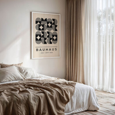 Bauhaus Black and White Poster – Mid Century Wall Art