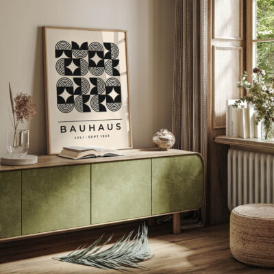 Bauhaus Black and White Poster – Mid Century Wall Art