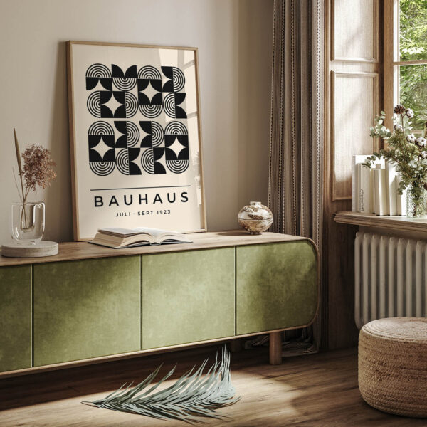 Bauhaus Black and White Poster – Mid Century Wall Art