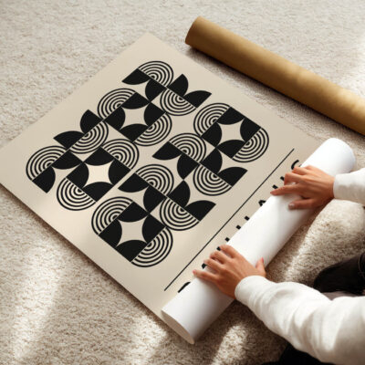 Bauhaus Black and White Poster – Mid Century Wall Art