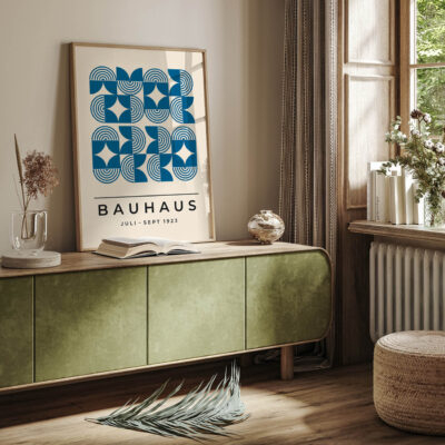 Bauhaus Poster Blue – Minimalist Retro Print