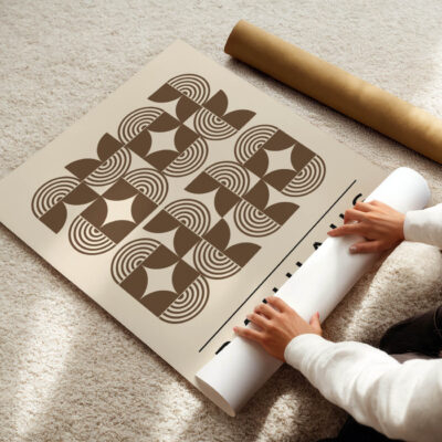 Bauhaus Poster Art Line Harmony Brown – Minimalist Retro Print