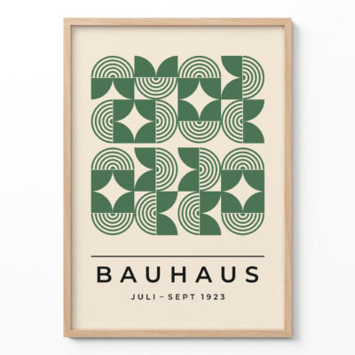 Bauhaus Green Poster Line Harmony – Modern Art Print