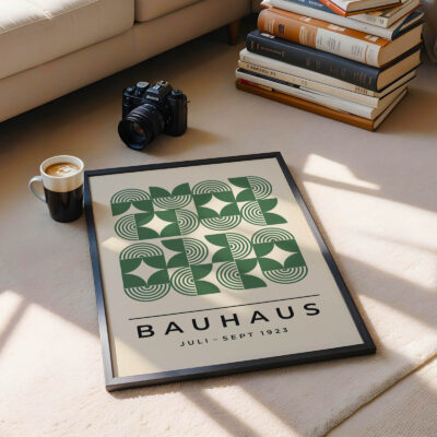 Bauhaus Green Poster Line Harmony – Modern Art Print