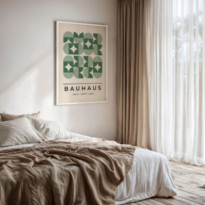 Bauhaus Green Poster Line Harmony – Modern Art Print