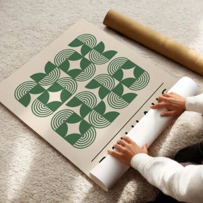 Bauhaus Green Poster Line Harmony – Modern Art Print