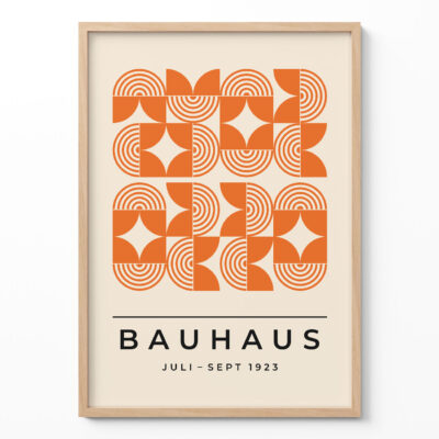 Orange Bauhaus Poster Line Harmony – Modern Wall Art