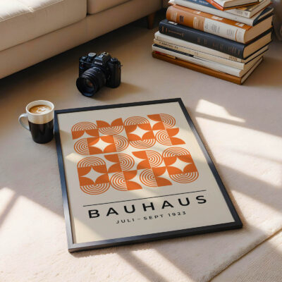 Orange Bauhaus Poster Line Harmony – Modern Wall Art
