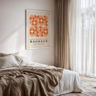 Orange Bauhaus Poster Line Harmony – Modern Wall Art