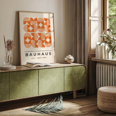 Orange Bauhaus Poster Line Harmony – Modern Wall Art