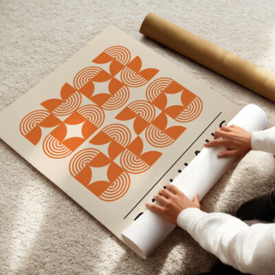 Orange Bauhaus Poster Line Harmony – Modern Wall Art