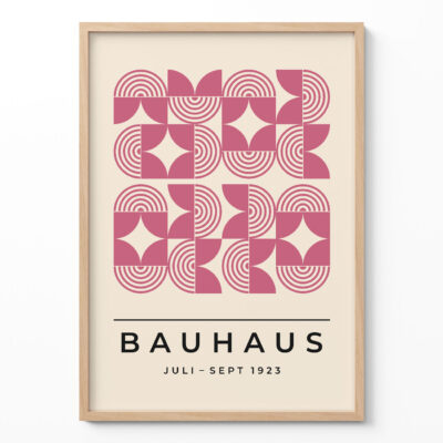 Bauhaus Poster Art Line Harmony Pink – Mid Century Wall Art