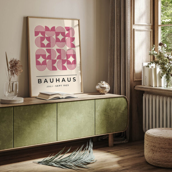 Bauhaus Poster Art Line Harmony Pink – Mid Century Wall Art