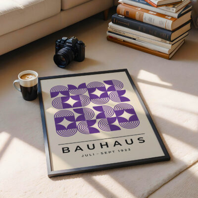 Bauhaus Poster Art Line Harmony Purple – Retro Art Print