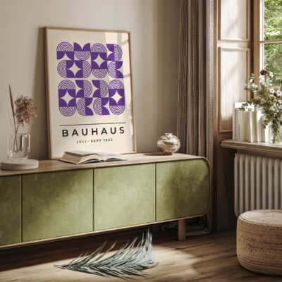 Bauhaus Poster Art Line Harmony Purple – Retro Art Print