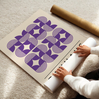 Bauhaus Poster Art Line Harmony Purple – Retro Art Print